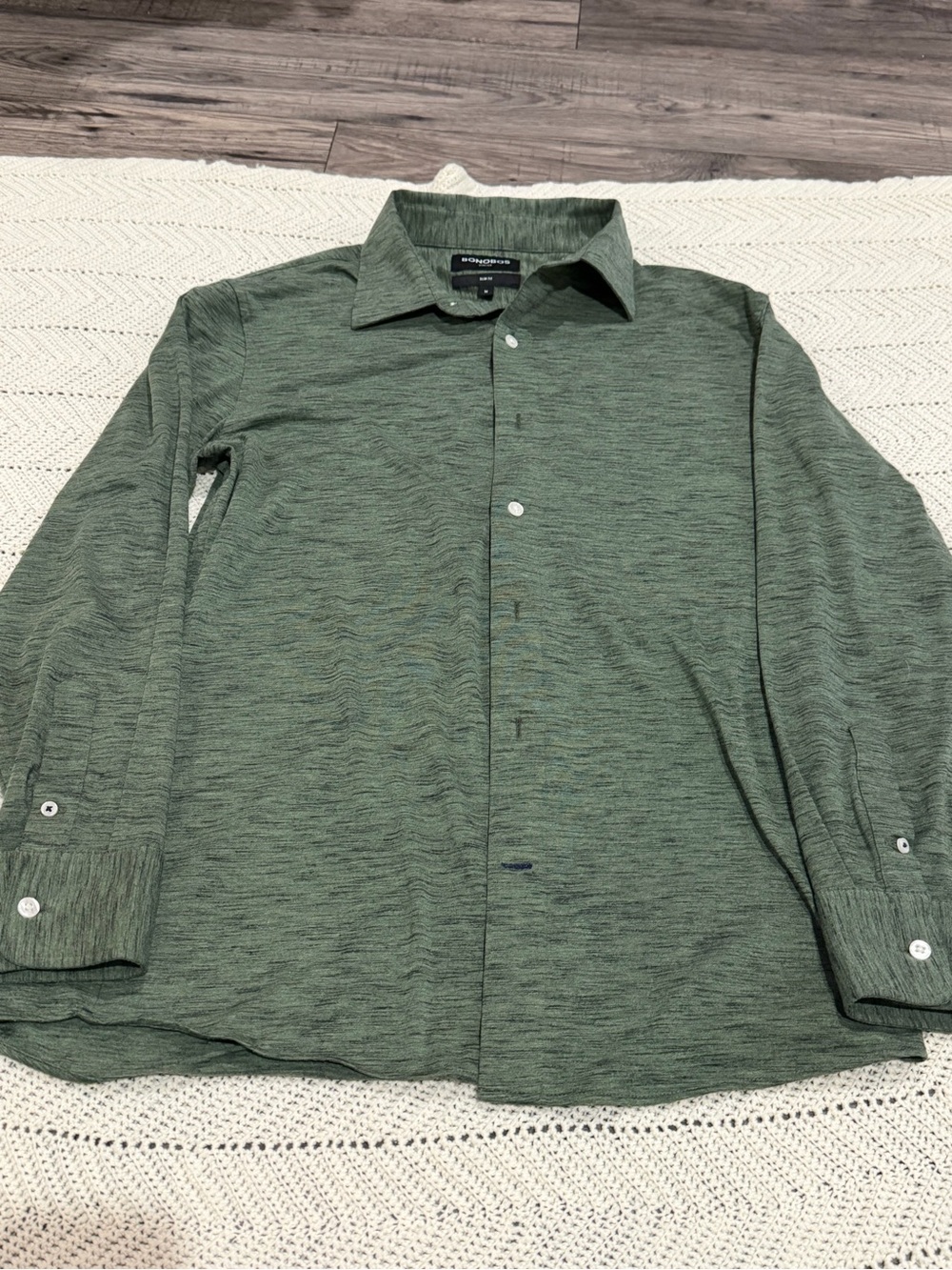 Bonobos Stretch Slim Fit Green Button-Down Shirt Men’s Medium